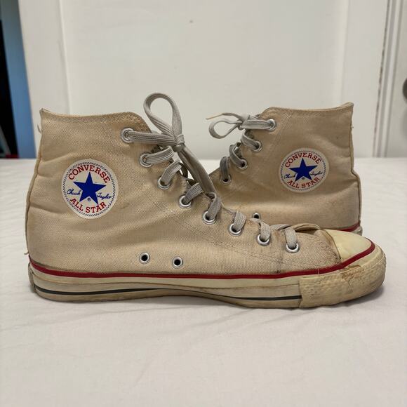 VTG 80\'s Converse All-Star Chuck Taylor High Top Made In USA Sneakers White 9.5 main image 3